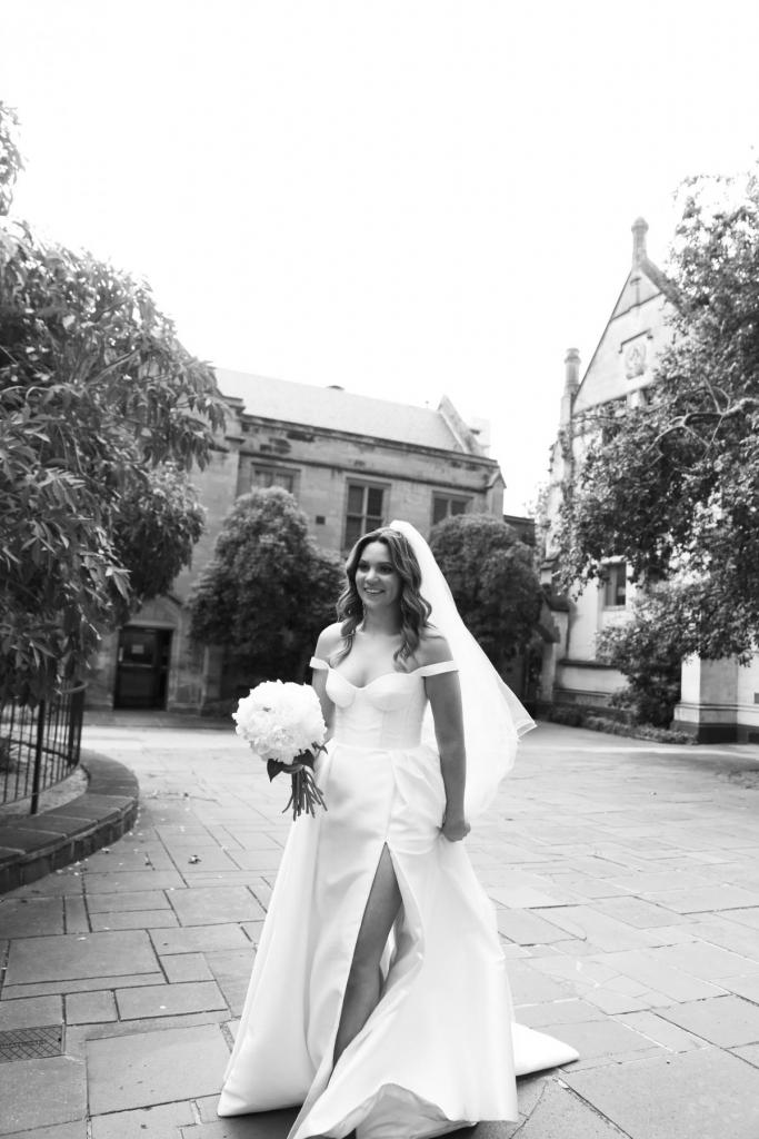 Real bride Valentina wears the Blake Camille gown; a traditional-style sweetheart neckline wedding dress by Karen Willis Holmes.