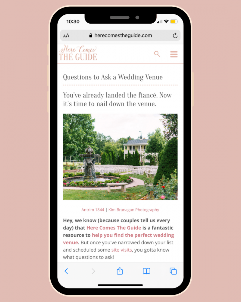 Questions to ask a wedding venue