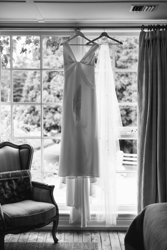 The Arabella gown; a simple sheath wedding dress by Karen Willis Holmes.