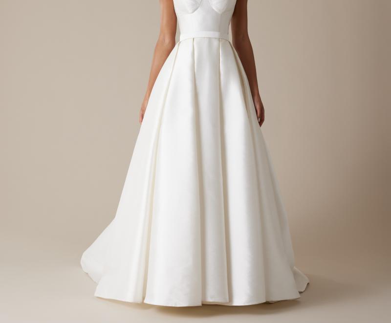 The Melanie skirt by Karen Willis Holmes, a pleated A-Line wedding dress skirt.
