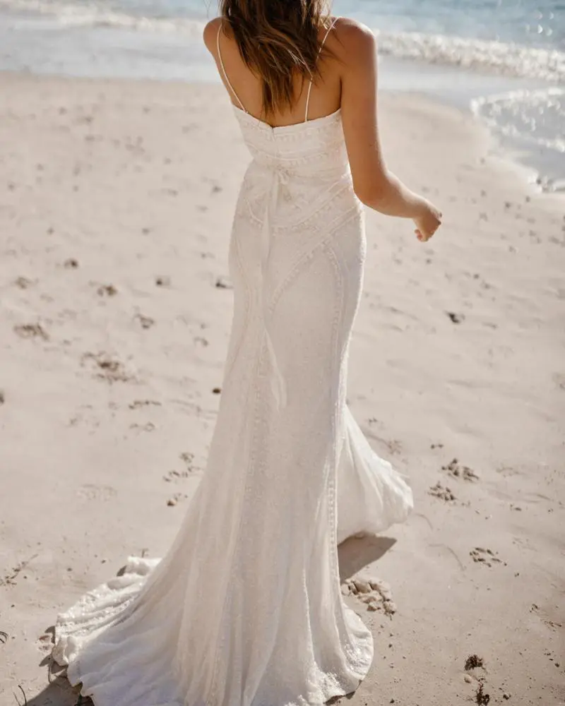 Isabelle | Beaded Spaghetti Strap Wedding Dress | KWH Bridal