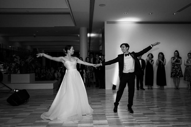 KWH real bride Sarah and Brian arriving at their reception. She wears the stunning Kitty Joni gown.