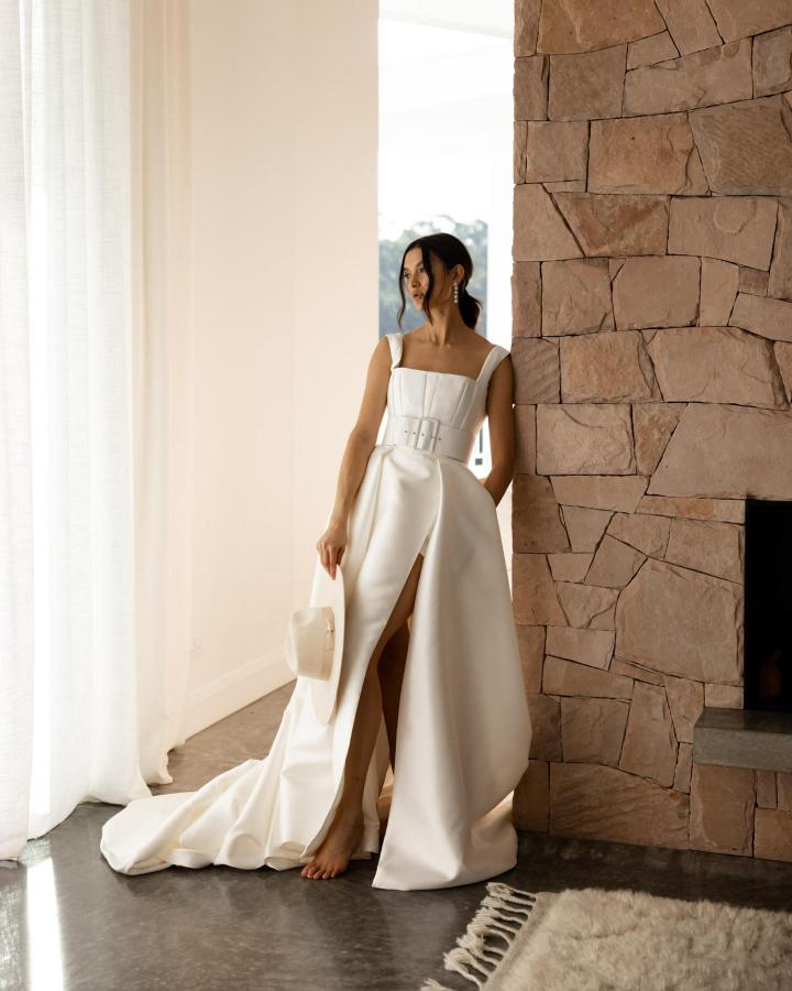 Diana & Elizabeth | Structured Strapless Gown | Karen Willis Holmes