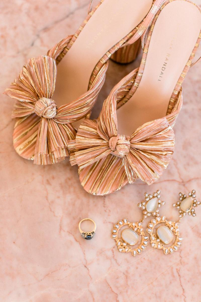 KWH real bride Josey's wedding accesories. Her Loeffer Randall shoes and Christie Nicolaides earrings.