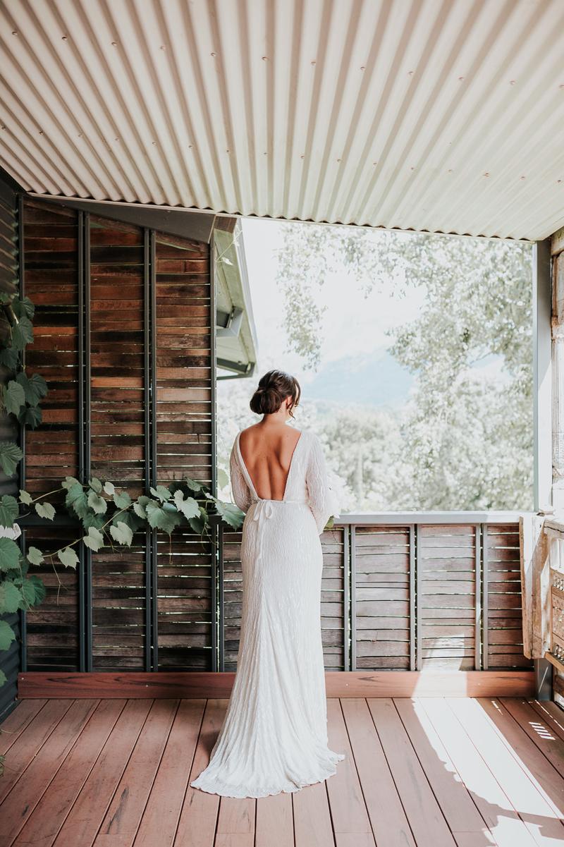 Margareta-Karen Willis Holmes-Victoria & Will- Bride Has chosen the show stopping Margareta gown from the LUXE collection which features a long sleeve fit and flare wedding dress