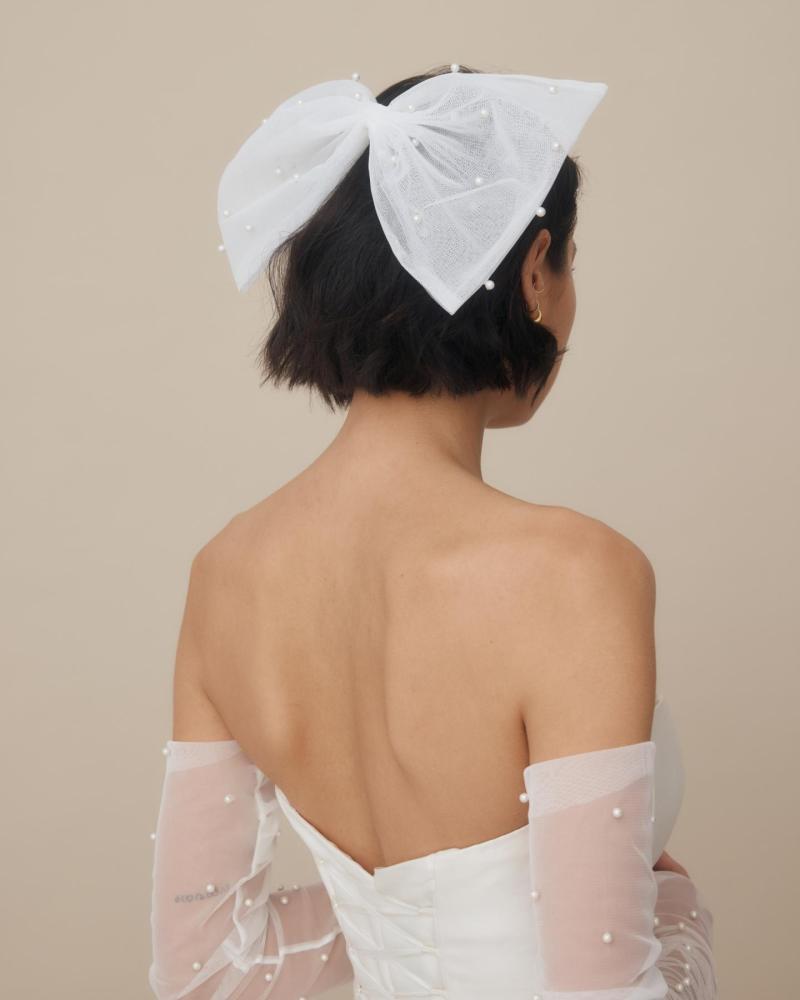 Steph Pearl Hair Bow- bridal hair accessory by Karen Willis Holmes