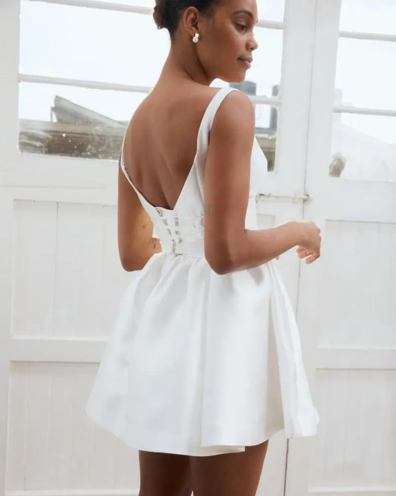Taryn Camille Mini | Modern A-Line Wedding Dress | Karen Willis Holmes