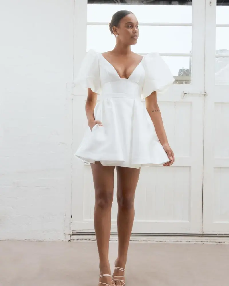 Taryn Camille Mini, Modern A-Line Wedding Dress