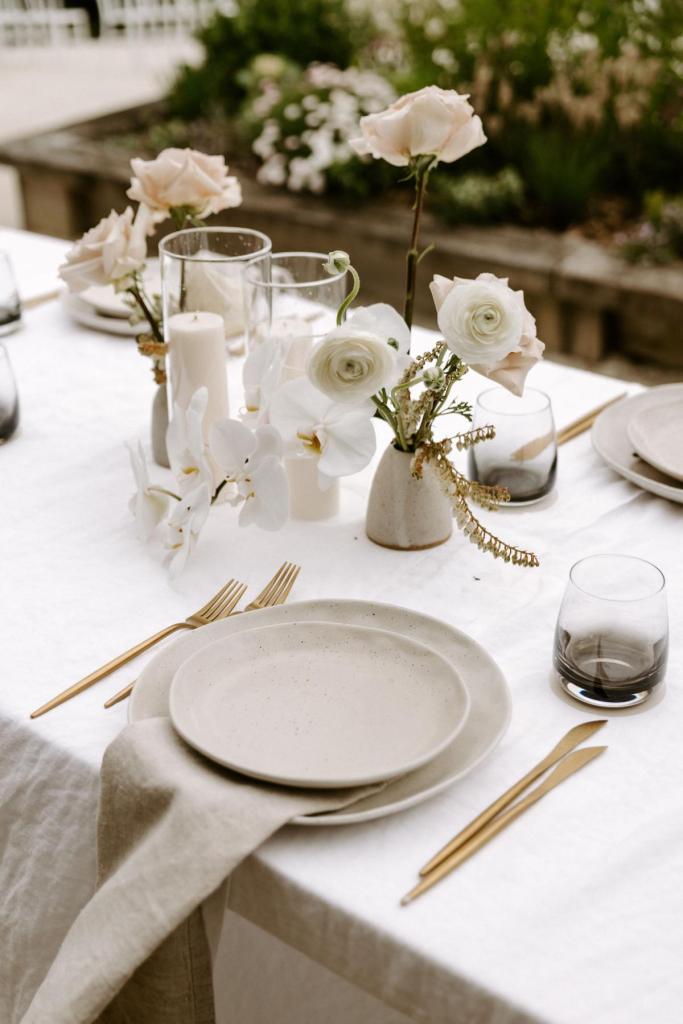 Isadora - karen Willis Holmes - Brydie & Benjamin - Bride and groom Byron bay wedding reception is seen with chic yet modern details, focused on whitewashed elements and organic structures
