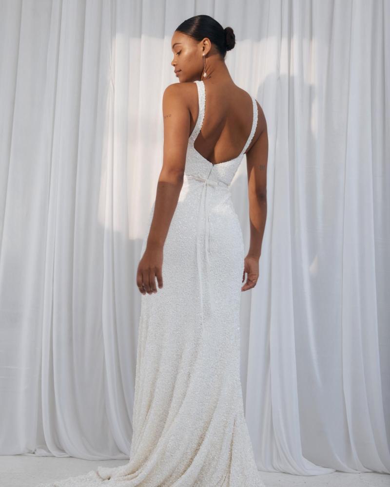 Avery is a halter neck beaded wedding dress by Karen Willis Holmes