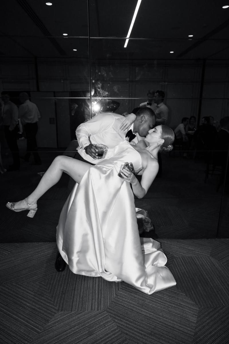 Karen Willis Holmes bride wearing Jacqueline Elizabeth kissing husband Sydney wedding photographer Wild Wind Co by Brad Spencer