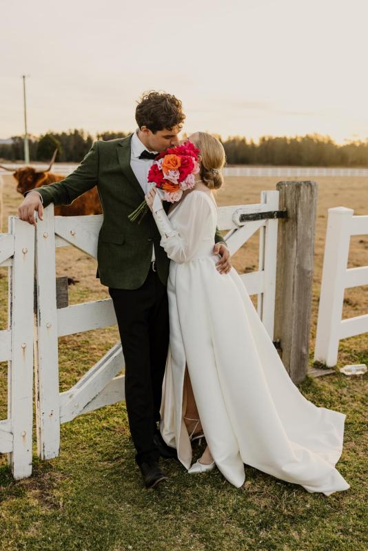 KWH Real bride Victoria wears the Taryn & Camille Wedding dress with Nikki sleeves by Karen Willis Holmes