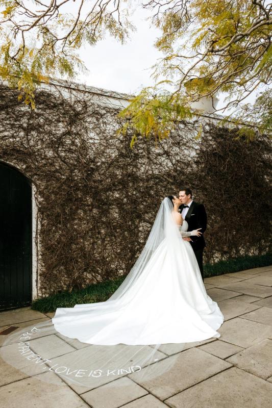 Karen Willis Holmes Real Bride Claudia & Nick wearing her Kitty & Melanie gown from the Bespoke Collection with a sweet hear neck line bodice. Boxed Pleat ballgown skirt. Claudia had a romantic and modern wedding at Ravensthorpe Estate. photographed by Henry Paul Photo.