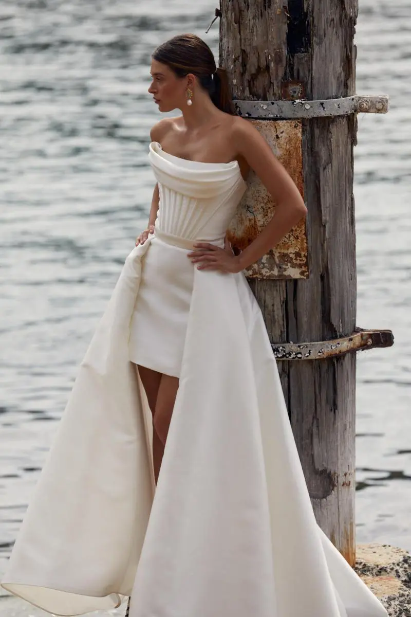 wedding dress with removable train