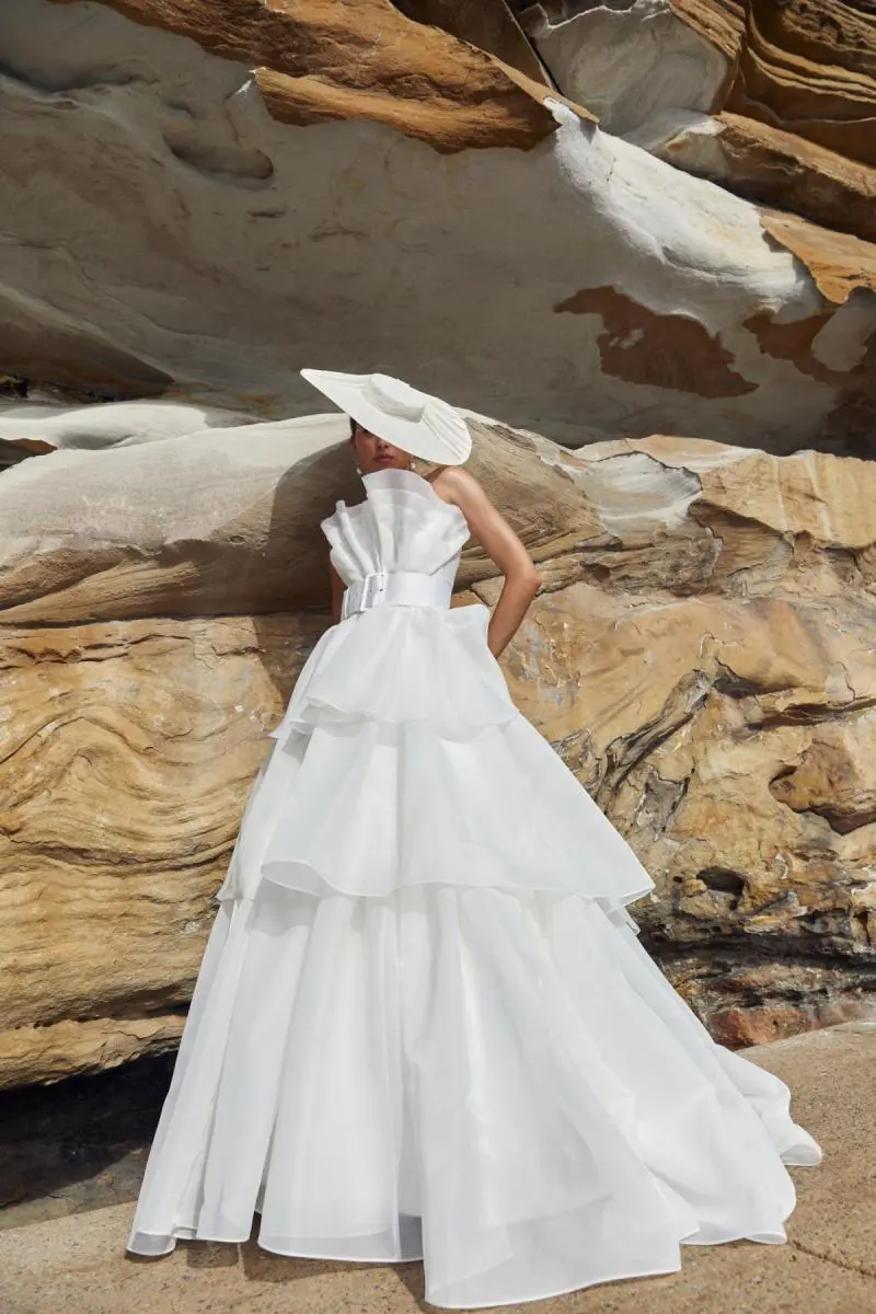 wedding dress silhouettes fit and flare Lace Mermaid Fit & Flare Wedding Dress with Draped Off-Shoulder Sleeves and Fishtail Train 10 main image 1