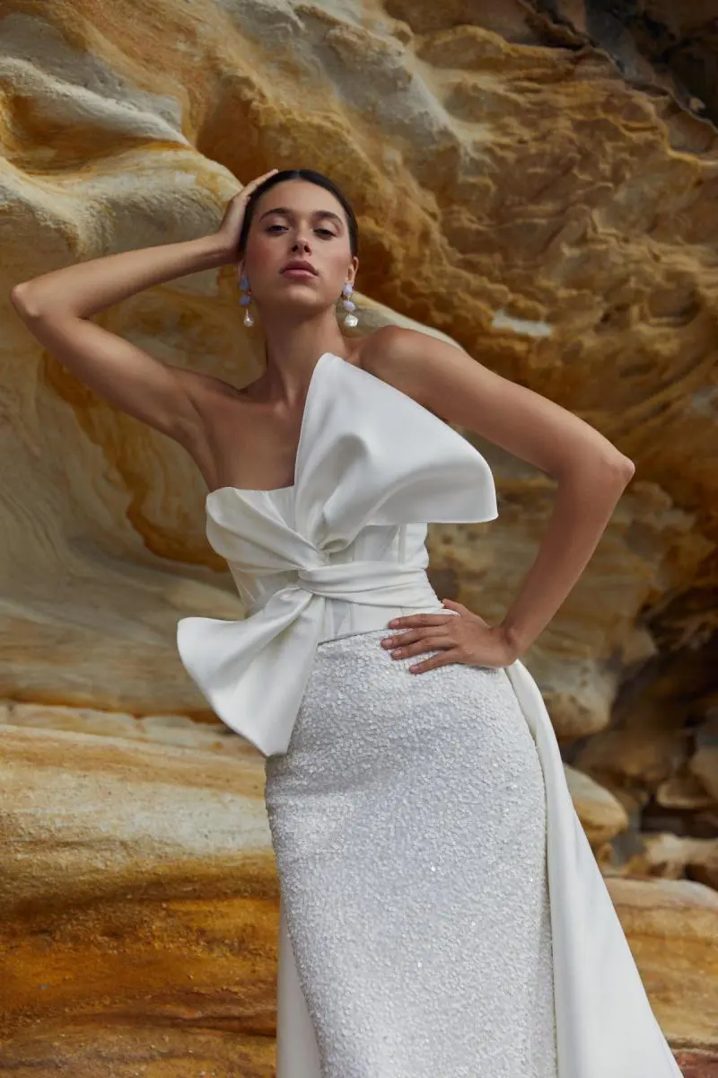 White Corset Dress Sequin Hand Made