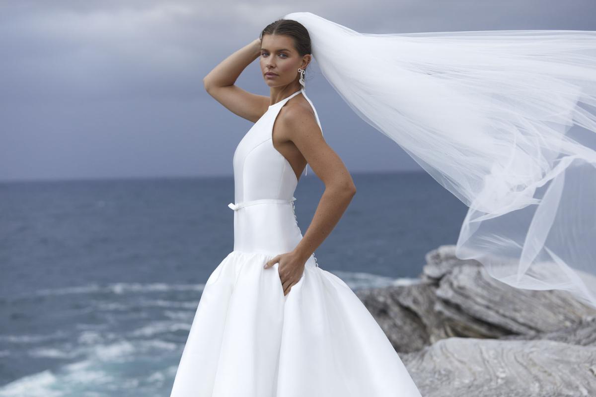 The Katie & Adrianna Wedding Dress from KWH Bridal - Karen Willis Holmes - Halter neck wedding dress with full skirt and low back