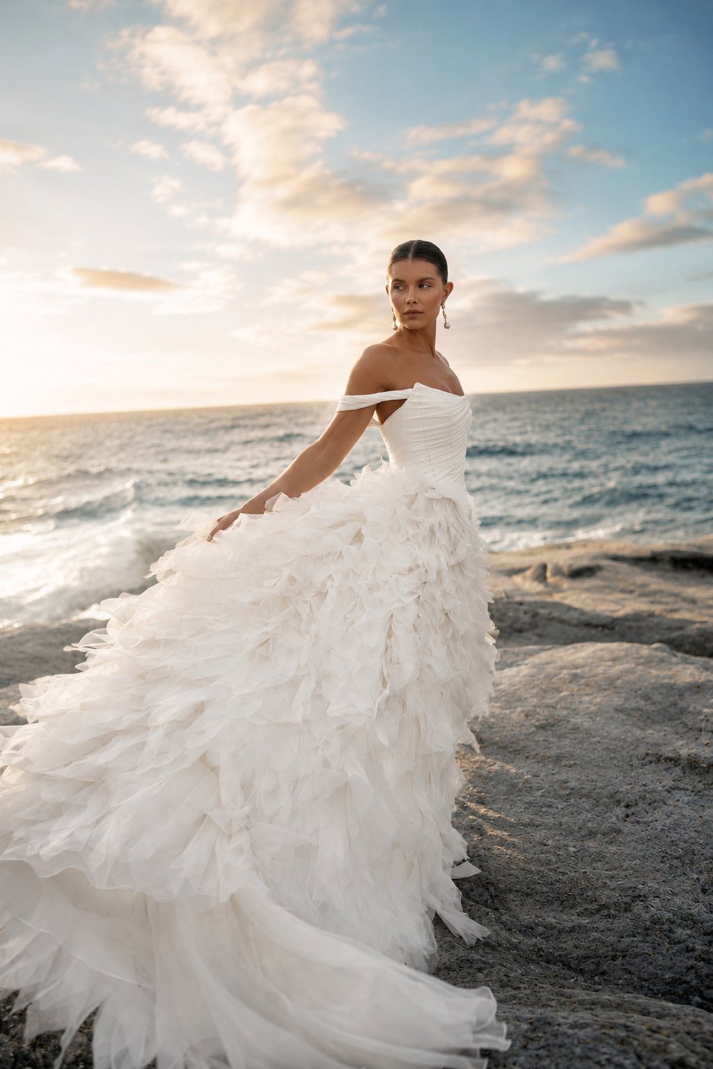 off shoulder bridal dress Simple Ivory Mermaid Wedding Dresses MW696 this dress is designed to make you feel like royalty on your wedding day Siera Off Shoulder Wedding Dress