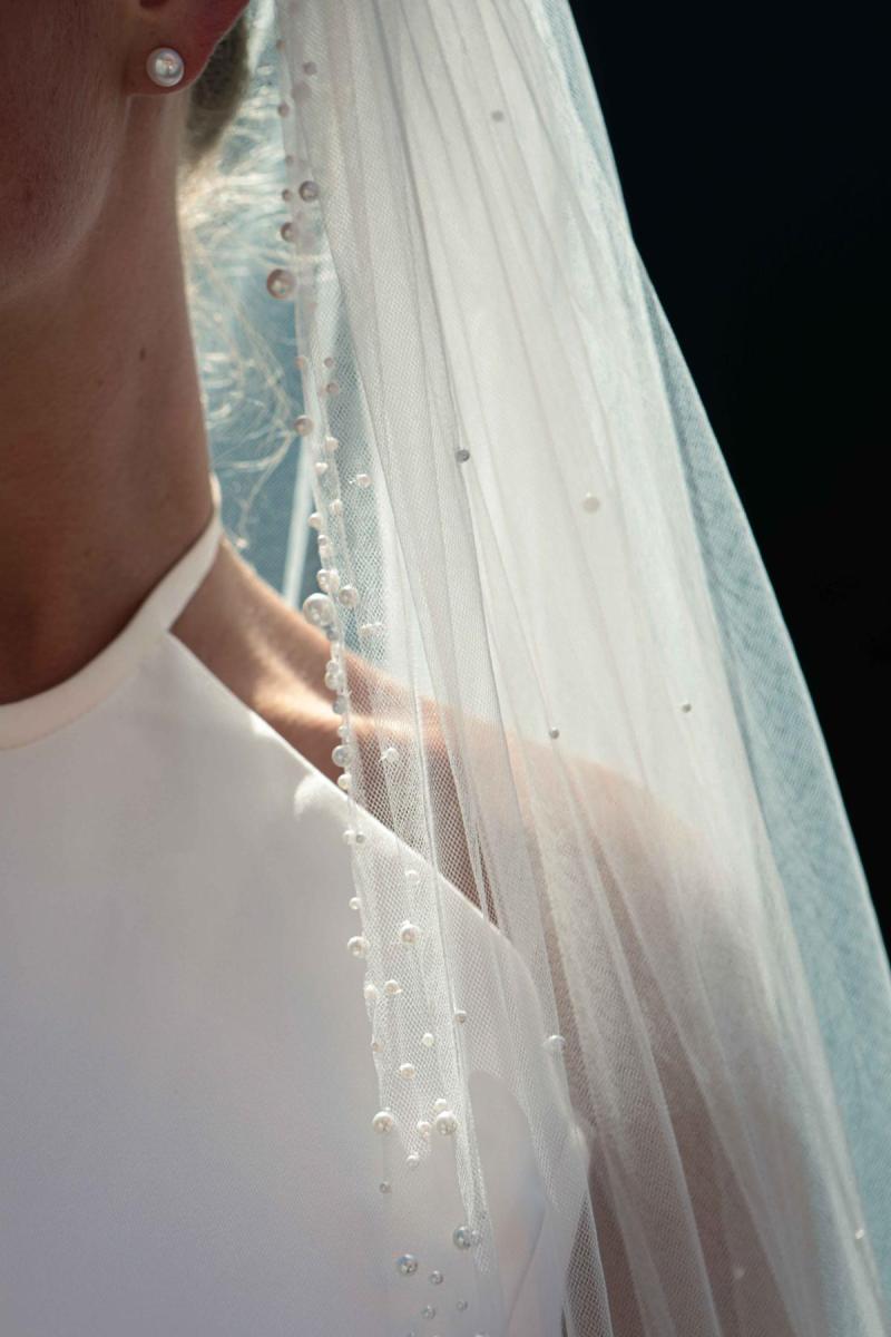 Scattered Pearl Edge Veil by Karen Willis Holmes, KWH Bridal, wedding veils australia, pearl wedding veils