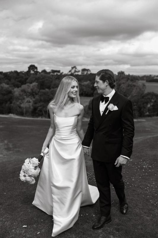 Claudia wears the Emma Mikado gown from the Bespoke collection at Karen Willis Holmes.