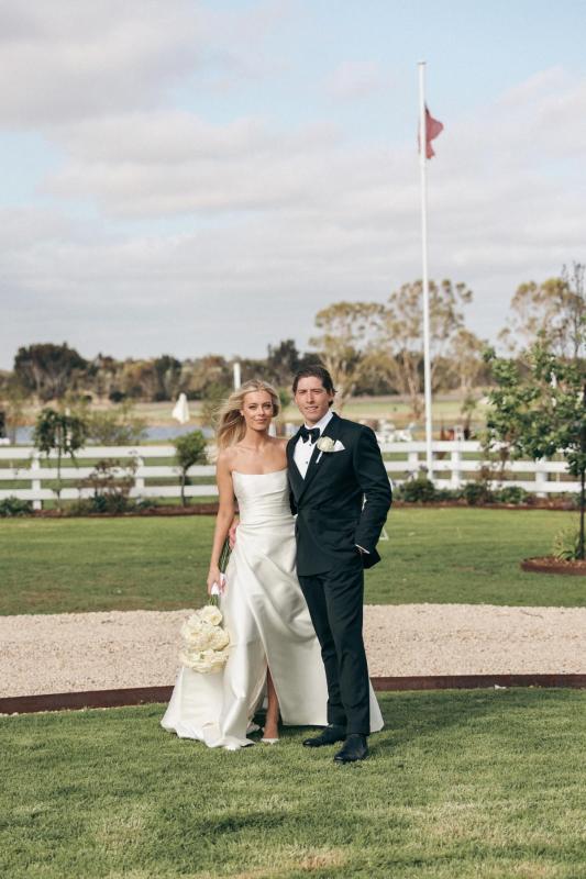 Claudia wears the Emma Mikado gown from the Bespoke collection at Karen Willis Holmes.