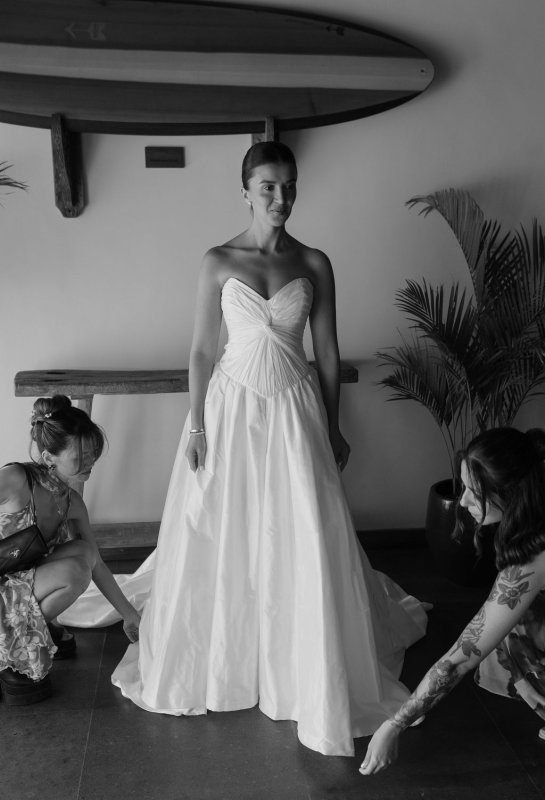 Elif & Syddarta - Madelyn Dip & Julianne- shantung silk wedding dress - KWH Bridal