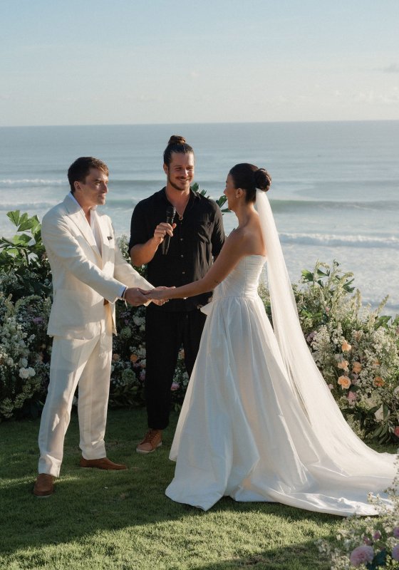Elif & Syddarta - Madelyn Dip & Julianne- shantung silk wedding dress - KWH Bridal