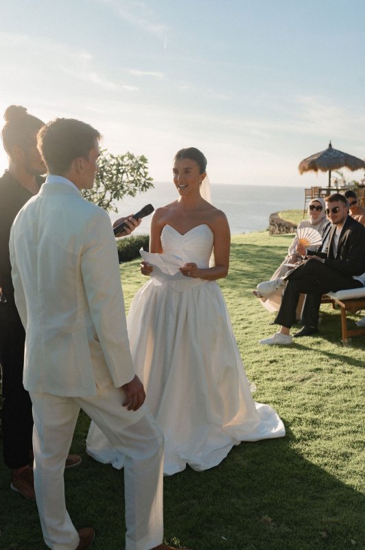 Elif & Syddarta - Madelyn Dip & Julianne- shantung silk wedding dress - KWH Bridal