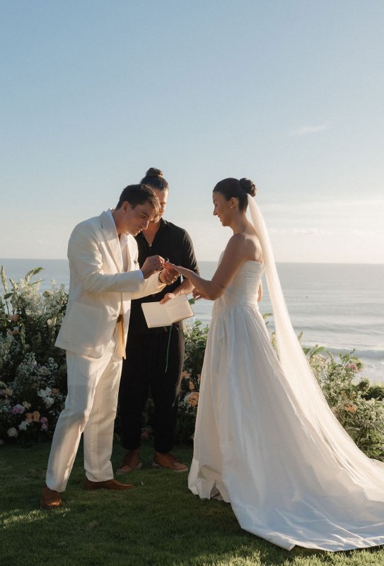 Elif & Syddarta - Madelyn Dip & Julianne- shantung silk wedding dress - KWH Bridal