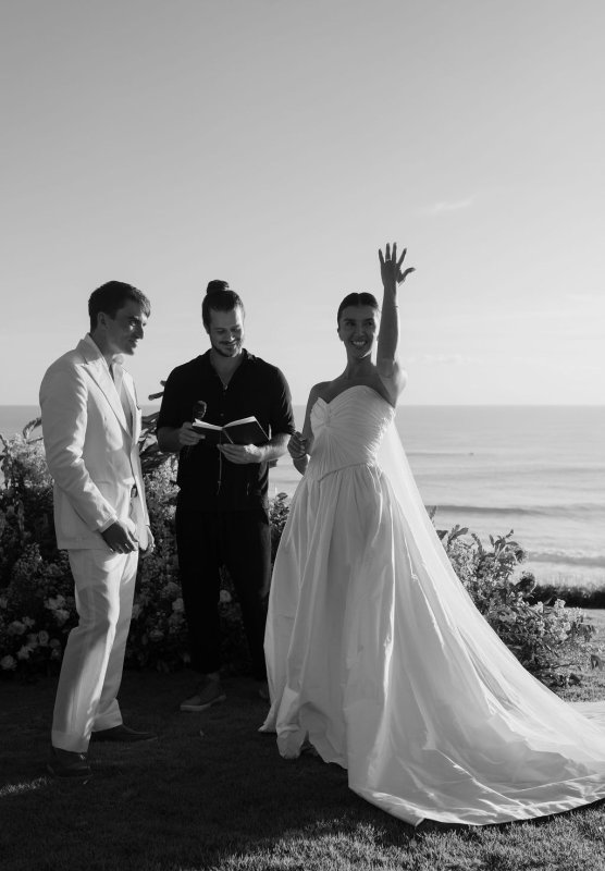 Elif & Syddarta - Madelyn Dip & Julianne- shantung silk wedding dress - KWH Bridal