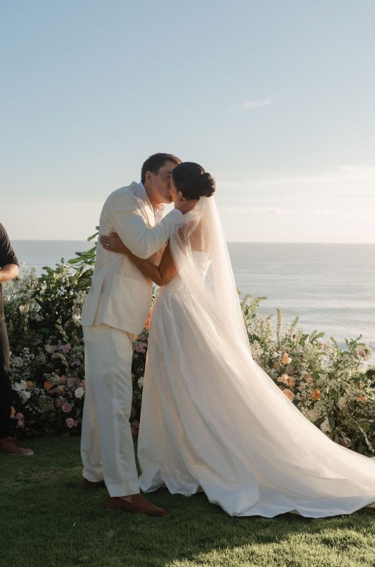 Elif & Syddarta - Madelyn Dip & Julianne- shantung silk wedding dress - KWH Bridal