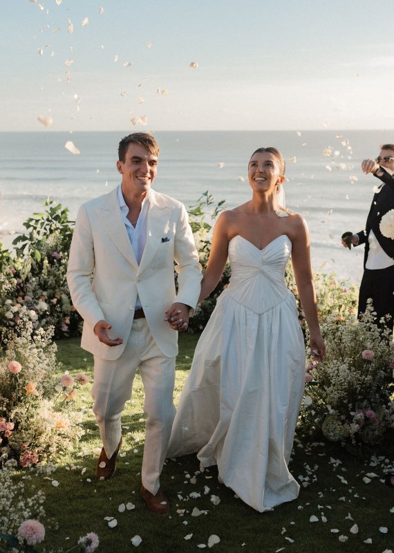 Elif & Syddarta - Madelyn Dip & Julianne- shantung silk wedding dress - KWH Bridal