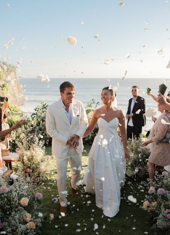 Elif & Syddarta - Madelyn Dip & Julianne- shantung silk wedding dress - KWH Bridal