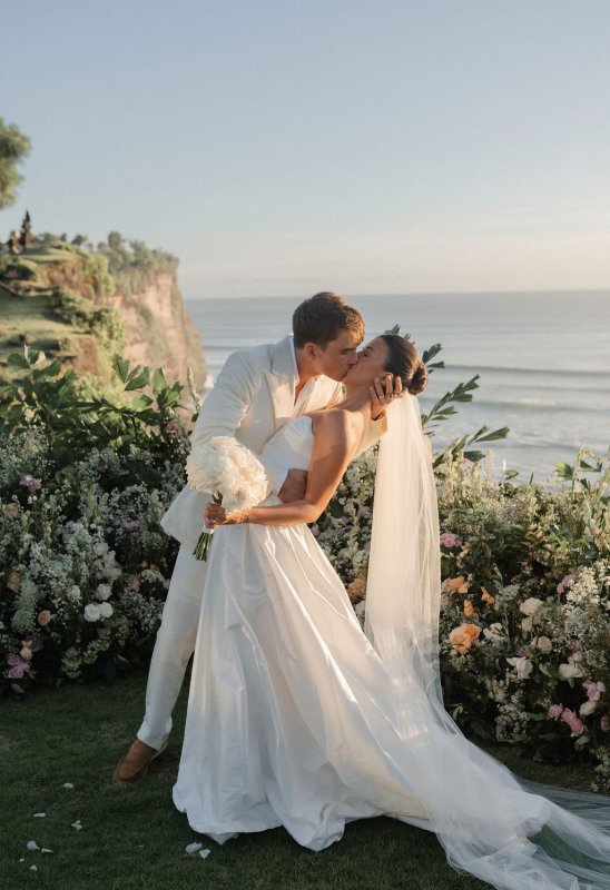 Elif & Syddarta - Madelyn Dip & Julianne- shantung silk wedding dress - KWH Bridal