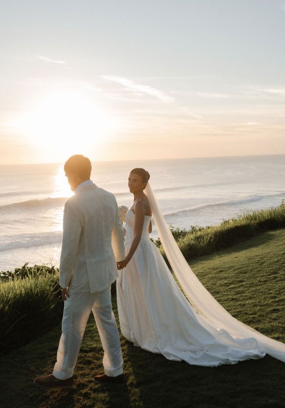 Elif & Syddarta - Madelyn Dip & Julianne- shantung silk wedding dress - KWH Bridal