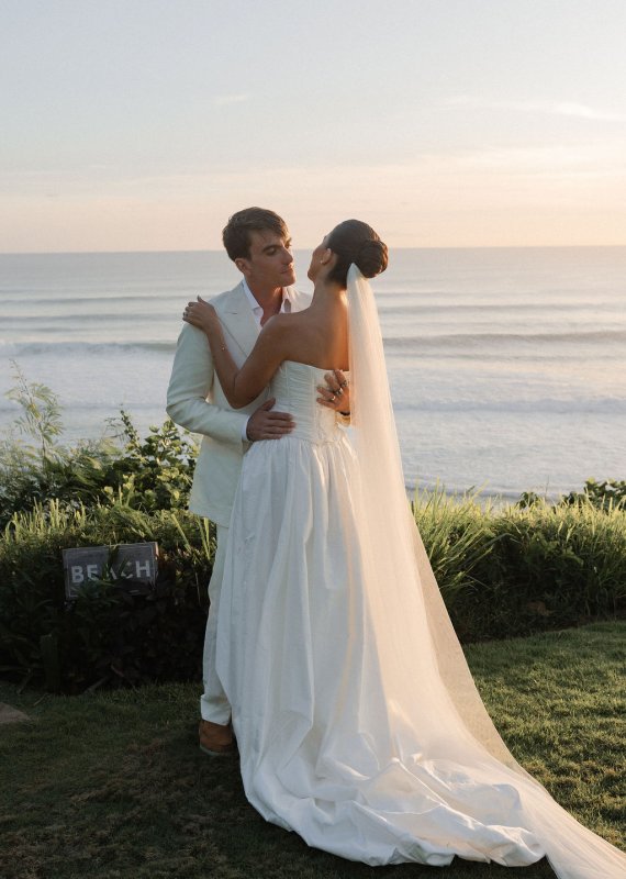 Elif & Syddarta - Madelyn Dip & Julianne- shantung silk wedding dress - KWH Bridal