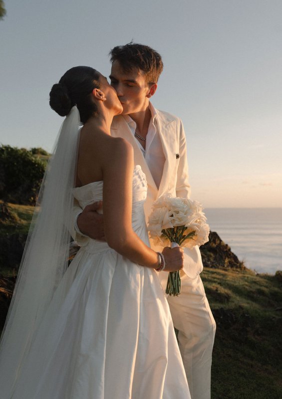 Elif & Syddarta - Madelyn Dip & Julianne- shantung silk wedding dress - KWH Bridal