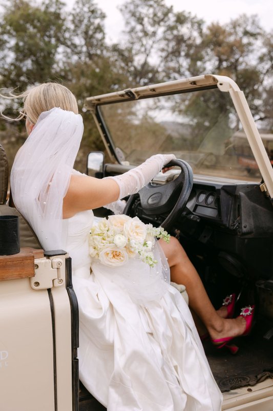 Rebecca rocking her gorgeous Emma gown, Erin's gloves and Pearl Graded veil