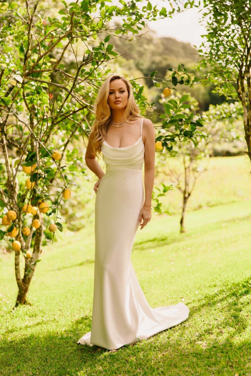 simple satin wedding dress