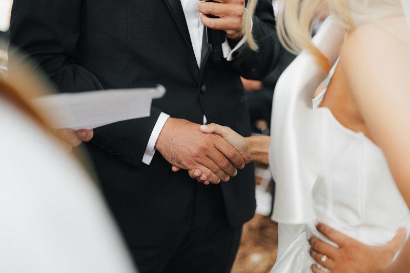 bride and groom with ines bodice
