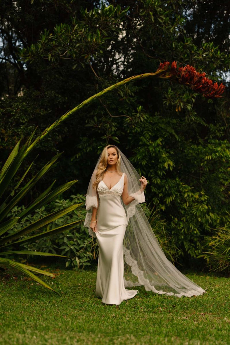 Satin and lace wedding dress, wedding slips australia