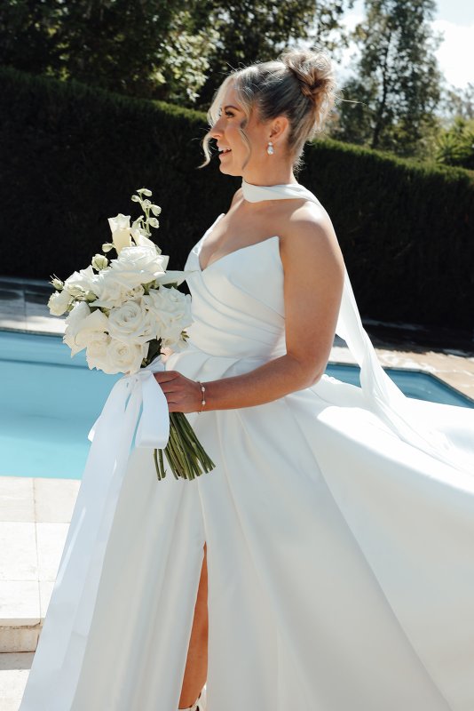 Real Bride wearing a romantic wedding dress by KWH Bridal, Karen Willis Holmes. Wedding Dresses Australia, Wedding dresses Sydney, Wedding Dresses Melbourne, Wedding dresses Brisbane