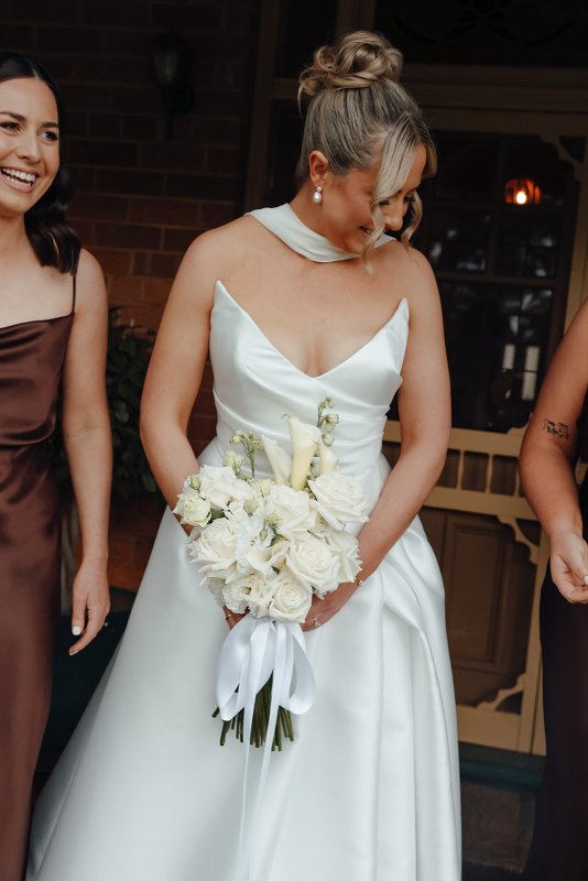 Real Bride wearing a romantic wedding dress by KWH Bridal, Karen Willis Holmes. Wedding Dresses Australia, Wedding dresses Sydney, Wedding Dresses Melbourne, Wedding dresses Brisbane