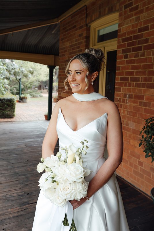 Real Bride wearing a romantic wedding dress by KWH Bridal, Karen Willis Holmes. Wedding Dresses Australia, Wedding dresses Sydney, Wedding Dresses Melbourne, Wedding dresses Brisbane