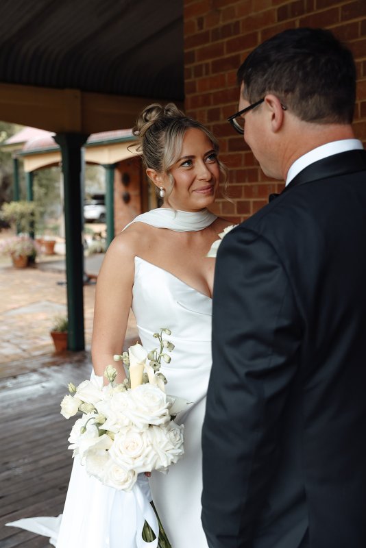 Real Bride wearing a romantic wedding dress by KWH Bridal, Karen Willis Holmes. Wedding Dresses Australia, Wedding dresses Sydney, Wedding Dresses Melbourne, Wedding dresses Brisbane