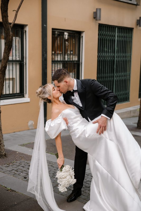 Real Bride wearing a romantic wedding dress by KWH Bridal, Karen Willis Holmes. Wedding Dresses Australia, Wedding dresses Sydney, Wedding Dresses Melbourne, Wedding dresses Brisbane