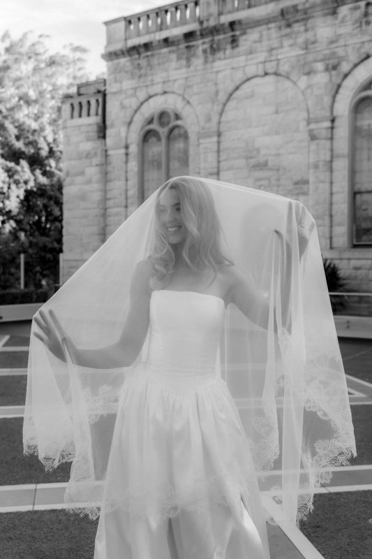 Real Bride wearing a romantic wedding dress by KWH Bridal, Karen Willis Holmes. Wedding Dresses Australia, Wedding dresses Sydney, Wedding Dresses Melbourne, Wedding dresses Brisbane