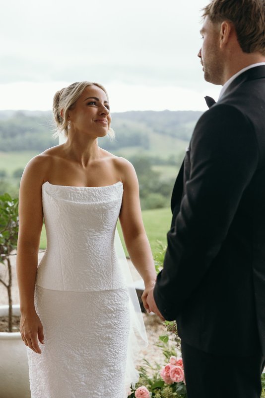 Real Bride wearing a romantic wedding dress by KWH Bridal, Karen Willis Holmes. Wedding Dresses Australia, Wedding dresses Sydney, Wedding Dresses Melbourne, Wedding dresses Brisbane