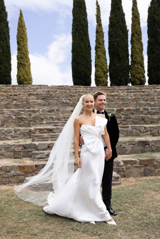 Real Bride wearing a romantic wedding dress by KWH Bridal, Karen Willis Holmes. Wedding Dresses Australia, Wedding dresses Sydney, Wedding Dresses Melbourne, Wedding dresses Brisbane