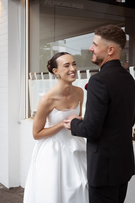 Real Bride wearing a romantic wedding dress by KWH Bridal, Karen Willis Holmes. Wedding Dresses Australia, Wedding dresses Sydney, Wedding Dresses Melbourne, Wedding dresses Brisbane